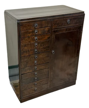 Dark Burl Wood Collectors Cabinet, 19th Century Style