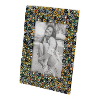 Murano Art Glass Picture Frame with Multicolor Murrine For Sale