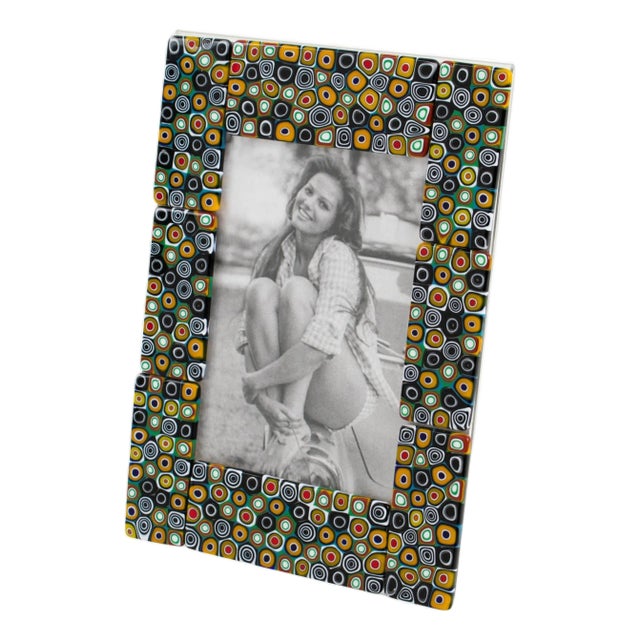 Murano Art Glass Picture Frame with Multicolor Murrine For Sale