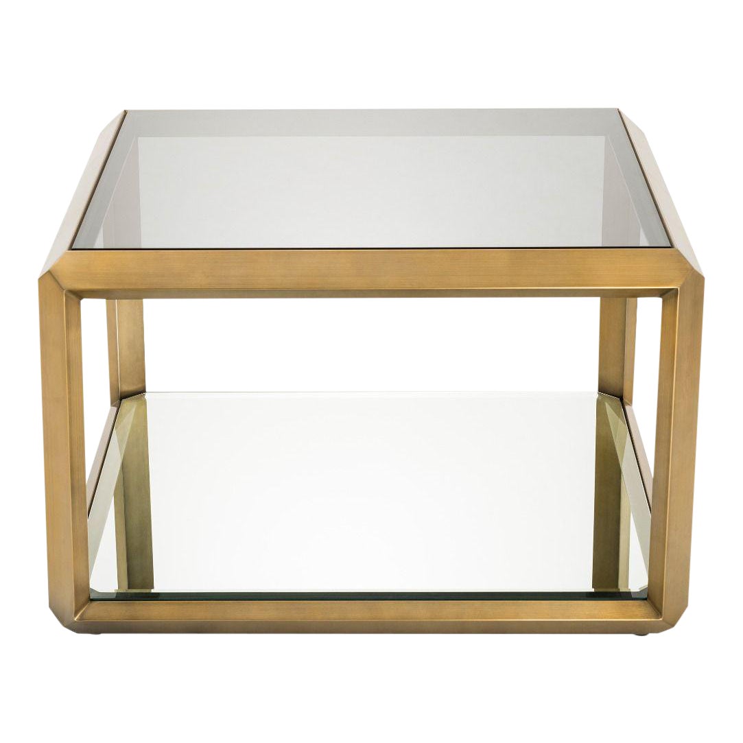 Brass Glass Box Side Table Eichholtz Callum Chairish