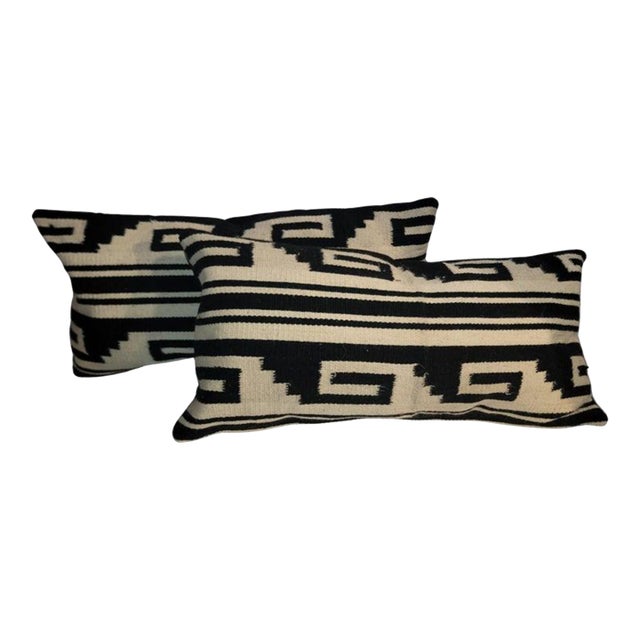 Pair of Geometric Mexican Indian Bolster Pillows For Sale