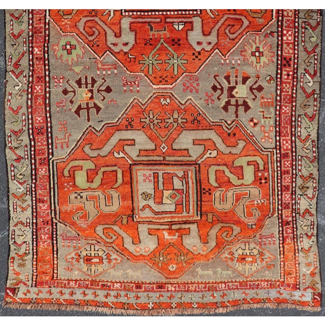 Late 19th Century Antique Caucasian Kazak Rug With Bold Geometric Medallion Design 4'4 X 8'1 For Sale - Image 5 of 13