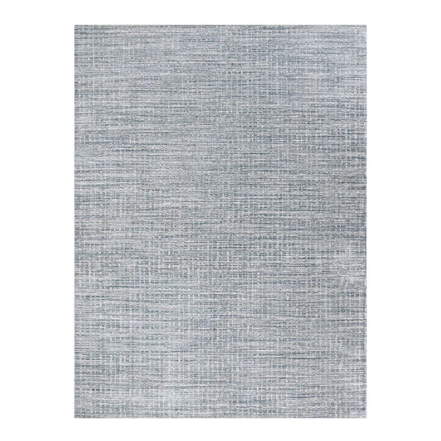 Simplicity Comfort Light Blue Beige Hand Loomed Area Rugs 8ft X 10ft For Sale