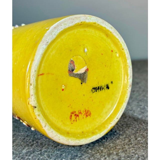 Antique Chinese Yellow Glazed Cylindrical Brushpot For Sale In Greenville, SC - Image 6 of 6