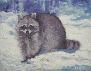 Sean Wu Original Oil Portrait of Raccoon