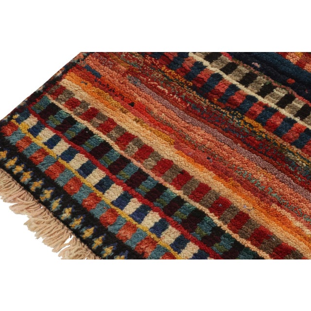 Rug & Kilim 1950s Vintage Gabbeh Tribal Rug in Multicolor Striped Patterns For Sale - Image 4 of 7