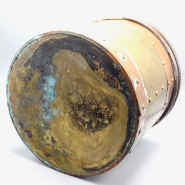 Antique English Copper & Brass Jardiniere Bucket For Sale - Image 10 of 10
