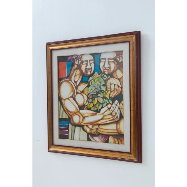 1970s Mario Barbieri, Male Figures, 1977, Oil on Canvas, Framed For Sale - Image 5 of 11