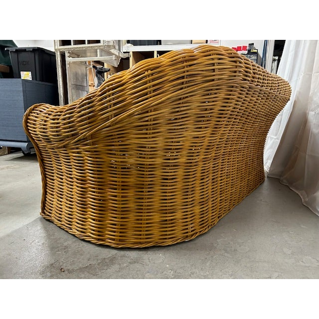 Late 20th Century Vintage Rattan Wicker Sofa For Sale - Image 5 of 11