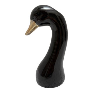 Unique Ceramic Black Swan Bud Vase For Sale