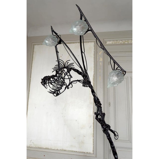 Vintage French Brutalist Sculptural Dragon Lamp in Wrought Iron, 1970s For Sale - Image 10 of 18