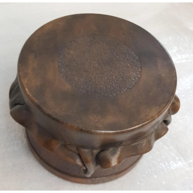 2000 - 2009 Brown Leather Decorative Drum Box For Sale - Image 5 of 5