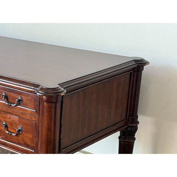 Brown 1980s 61” Ethan Allen Federal Executive Style Cherry Computer Writing Desk For Sale - Image 8 of 8