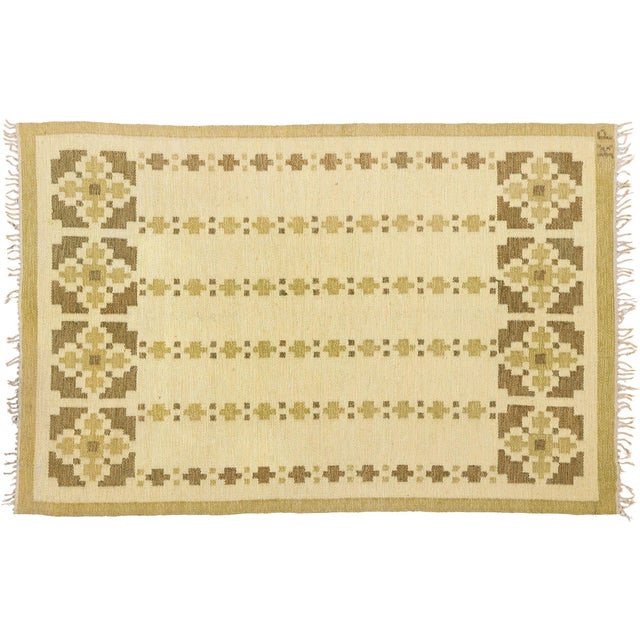 Mid-Century Modern Doris Leslie Blau Vintage Swedish Flat-Weave Rug by Kerstin Persson For Sale - Image 3 of 11