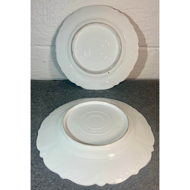 Antique Scalloped Hand Painted Fine Porcelain Plates- Set of 2 For Sale In Orlando - Image 6 of 7
