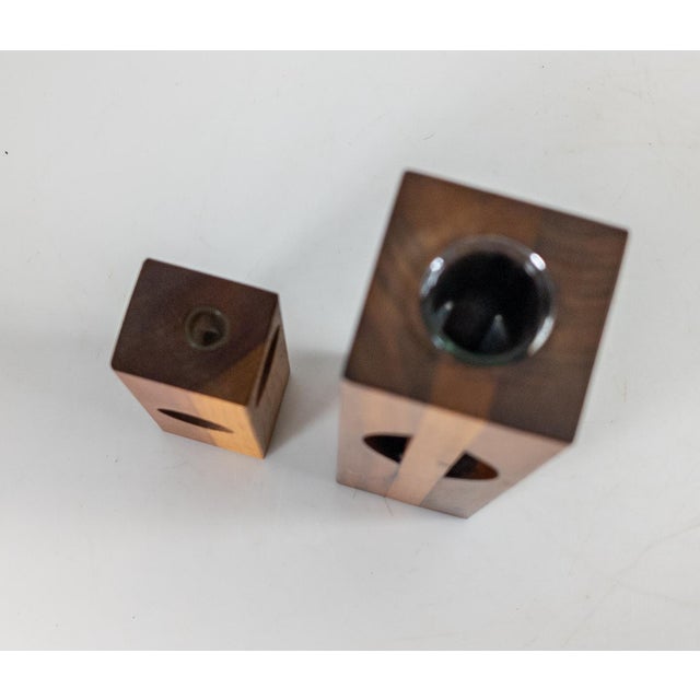 Brown Mid-Century Modern Black Walnut Flower Bud Vases For Sale - Image 8 of 12