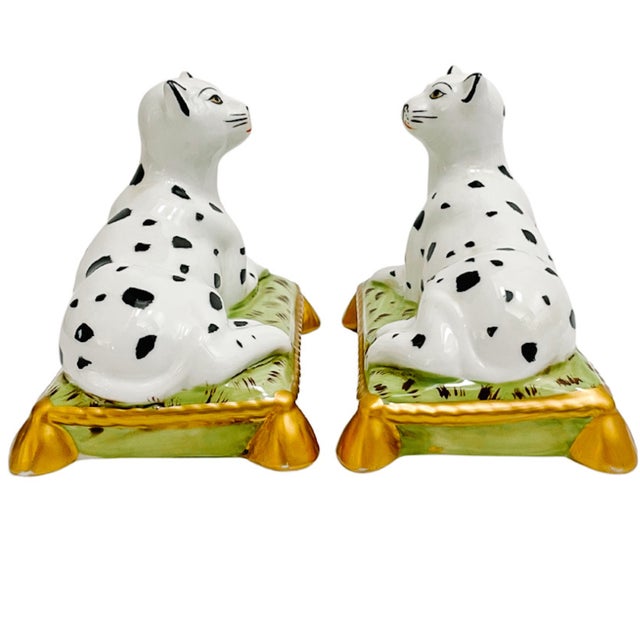 Reclining Snow Leopards on Pillows - A Pair For Sale - Image 4 of 8