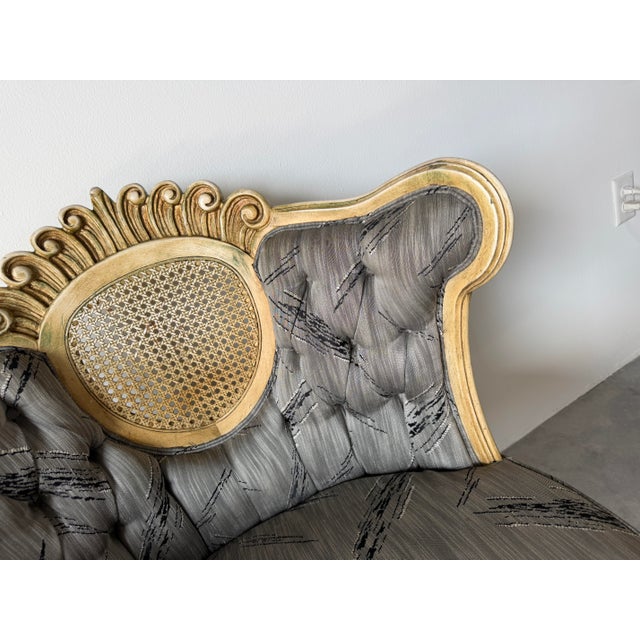 Vintage Hollywood Regency Cane Back Tufted Lounge Chairs - A Pair For Sale - Image 10 of 13