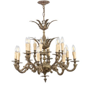 16th Century Two-Story Chandelier in Polished Brass For Sale