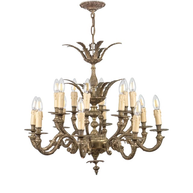 16th Century Two-Story Chandelier in Polished Brass For Sale