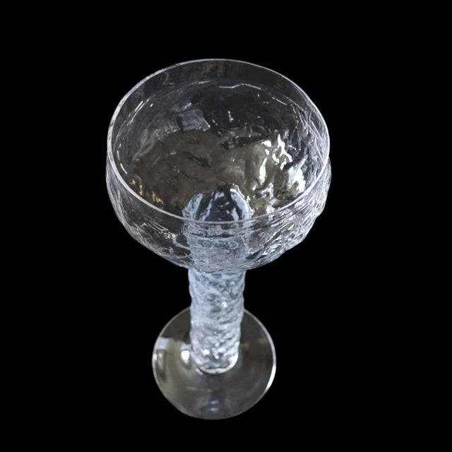 Handblown Vintage Swedish "Ice Glass" Bud Vase by Lindshammar Sweden mid-century Height 26 Width 11