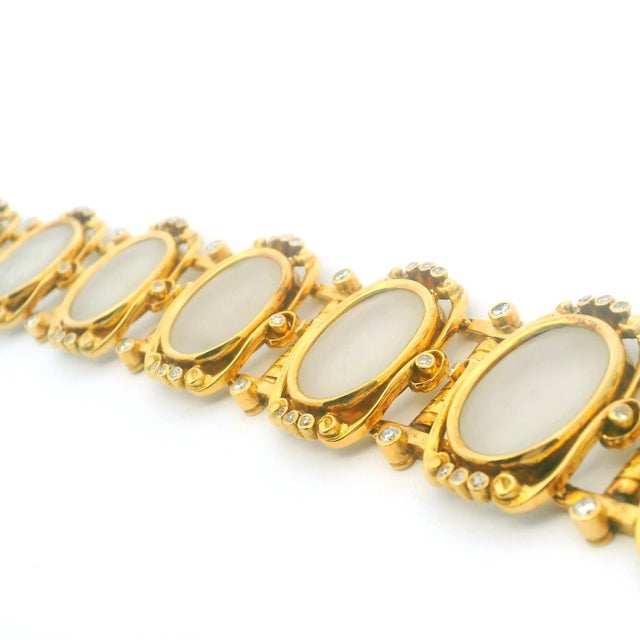 1960s Ilias Lalaounis 18k Gold Frosted Crystal & Diamond Bracelet For Sale - Image 11 of 11