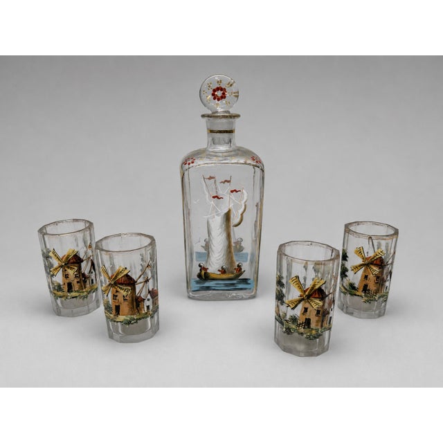 12 Pc, Polychrome Enamel-Painted Glass Liqueur Service, Continental C. 1920 For Sale - Image 10 of 10
