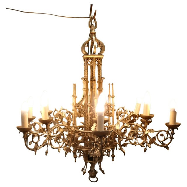 Very Large Gothic Gilt Church Chandelier, 1900s For Sale - Image 8 of 8