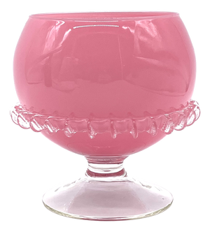 Mid-Century Goblet in Ceralacca Pink Opal Glass with Morrise Decoration, Italy, 1960s