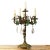 Vintage bronze candelabra lamp in gold with natural patina from the passage of time and decorated with green and...