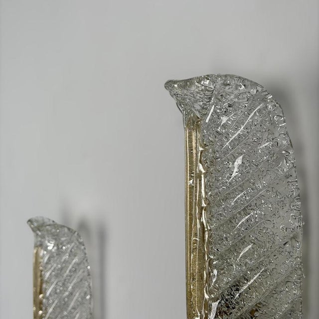 Feather Murano Glass Sconces from Barovier & Toso, 1971, Set of 2 For Sale - Image 15 of 18