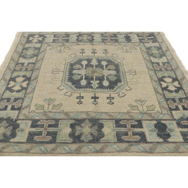 Turkish Oushak Square Accent Rug, 03'06 X 03'10 For Sale - Image 4 of 9