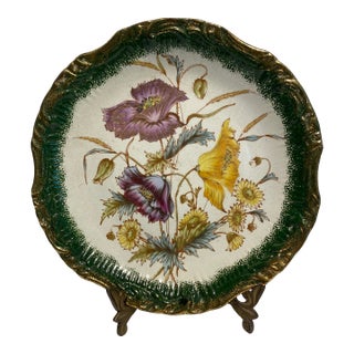 Antique British Poppy Decorative Plate For Sale