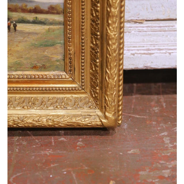 Pair of 19th Century French Barbizon Style Pendant Paintings Signed Baratte For Sale - Image 11 of 14