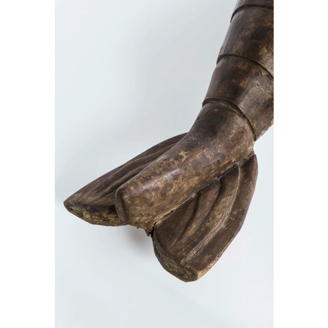 Figurative French Wood Carved Lobster Sculpture on Custom Made Iron Base 19th Century For Sale - Image 3 of 7