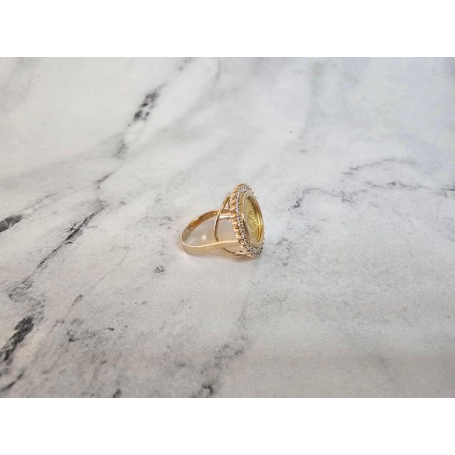 Gold 20th Ounce Panda Coin Ring with Diamond Halo, Size 9 For Sale - Image 8 of 8