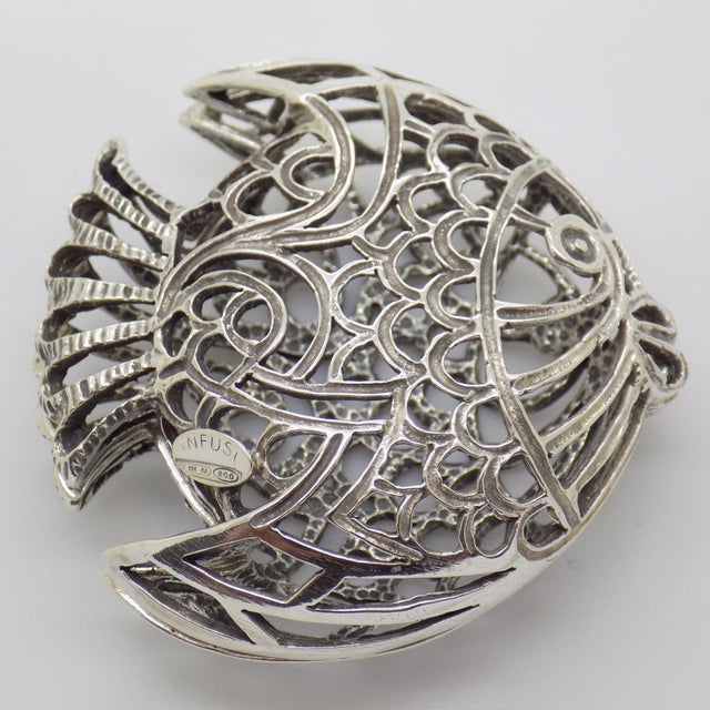 Vintage Italian Handmade Silver Tropical Fish Figurine, Naples, 1980s For Sale - Image 6 of 14