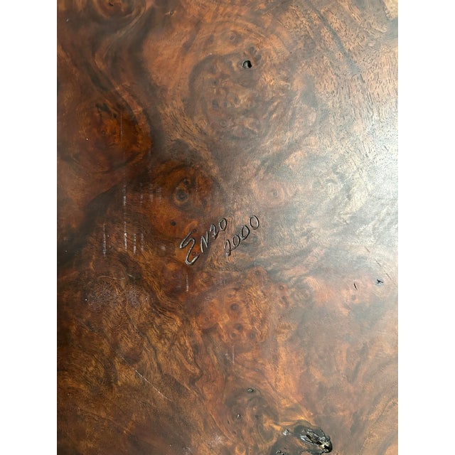2000s Live Edge Enzo Custom Hanging Figured Claro Black Walnut Burl Double Shelf - 1 Piece For Sale - Image 9 of 11