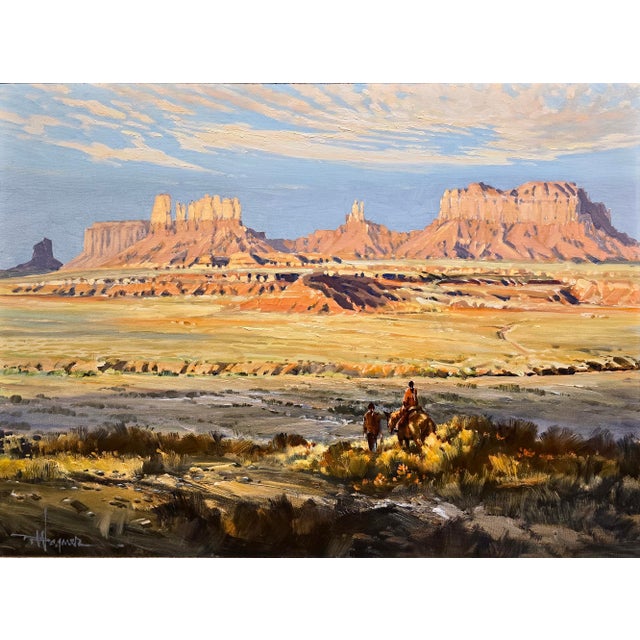 Richard Ellis Wagner "Monument Valley" Original Western Desert Landscape Oil Painting For Sale - Image 4 of 13