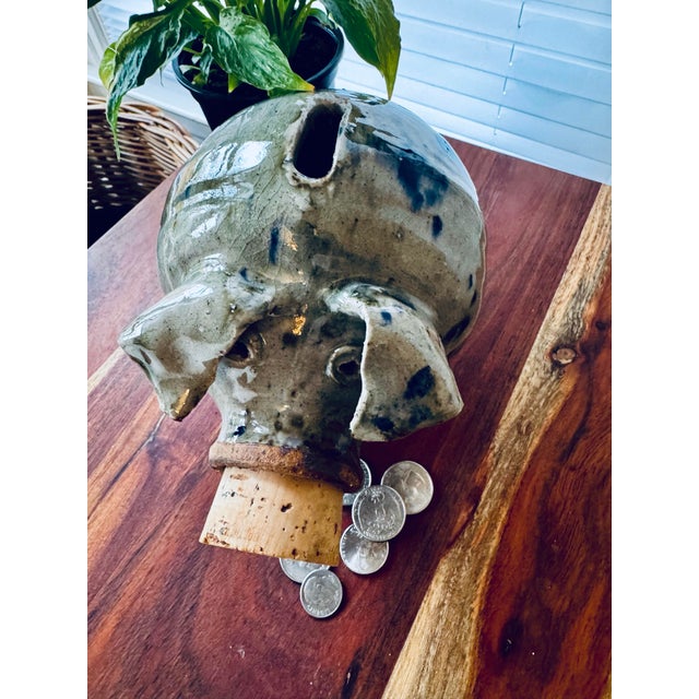 Vintage Studio-Style Pottery Pig Sculpture Mid–Late 20th Century This vintage handmade pottery pig features an organic...