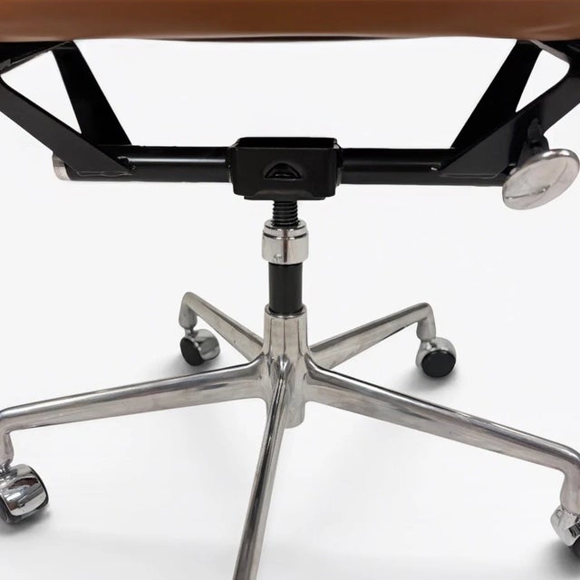Metal Eames for Herman Miller Soft Pad Management Chair - Cognac Brown Leather For Sale - Image 7 of 10