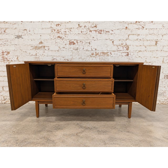 Vintage MCM J.B.Van Sciver Solid Wood Walnut Dresser/Credenza With Original Hardware For Sale In New York - Image 6 of 7