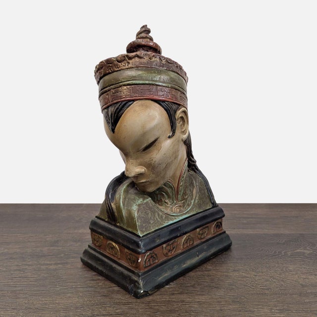 Pair of Vintage Bookends With Asian Inspired Busts For Sale - Image 12 of 18