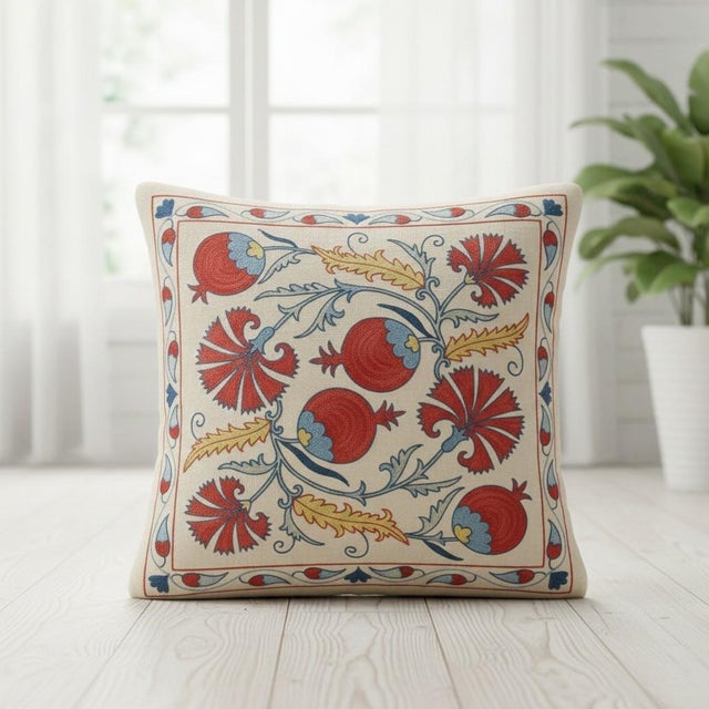New Hand-Embroidered 100% Silk Cushion Cover – Authentic Uzbek Textile Art Elevate your home décor with this exquisite...