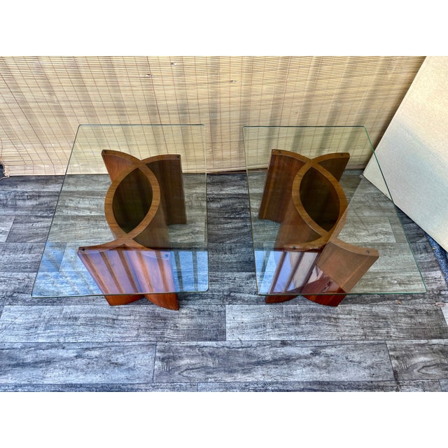 1960s Mid- Century Modern Scandinavian-Style Bent Wood Side Tables With Glass Tops. Circa 1960s For Sale - Image 5 of 18