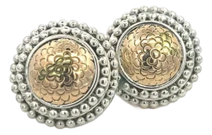 1990s John Hardy Estate Clip on Earrings Silver 18k Yellow Gold Jh97, A Pair