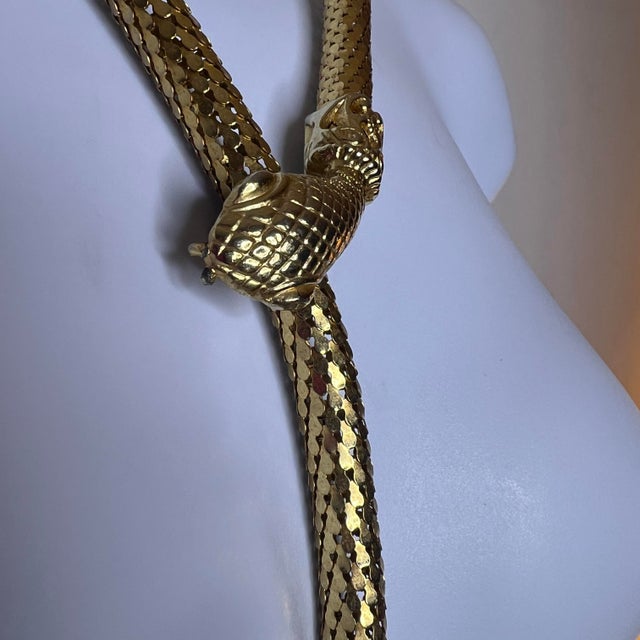 Whiting & Davis 1960s Whiting & Davis Snake Belt / Necklace, 50” — Gold, Mid-Century Egyptian Revival For Sale - Image 4 of 11