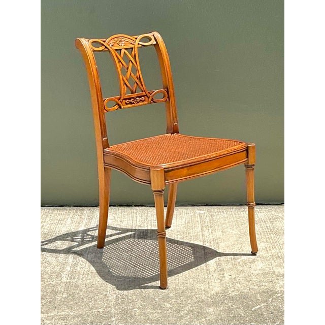 Vintage Hand Carved Cane Side Chair For Sale In West Palm - Image 6 of 12
