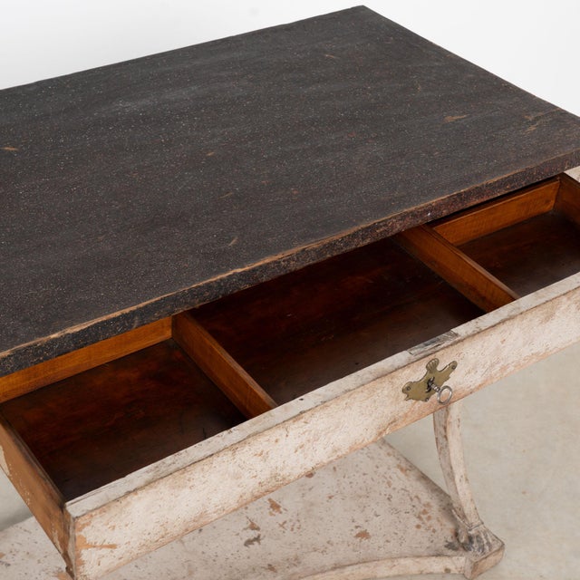 19th Century Swedish Gustavian Gray and Black Painted Console Table With Drawer For Sale - Image 10 of 16