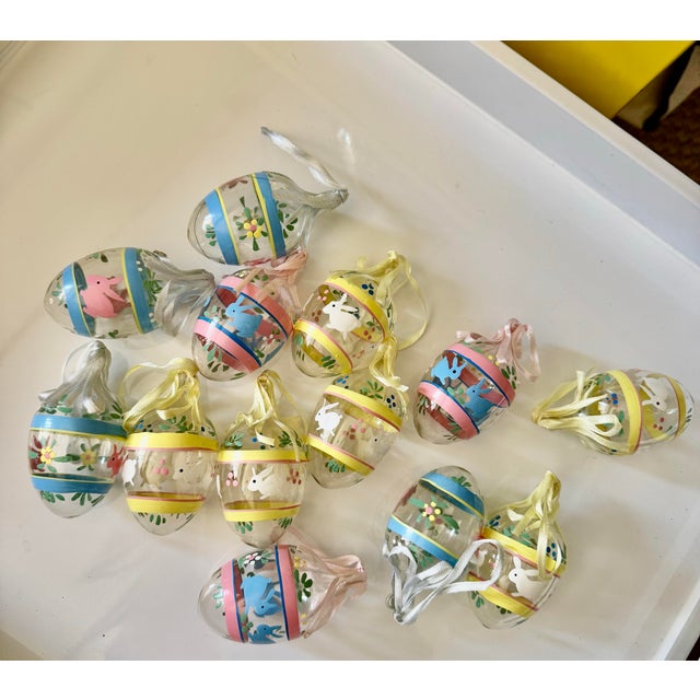 1980s Glass Hand Painted Egg Ornament , S/14 For Sale - Image 5 of 5